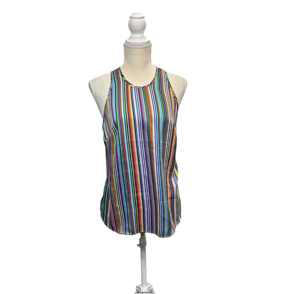 Milly Rainbow Stripe Sleeveless Tank Top Womens 6 Multicolor USA